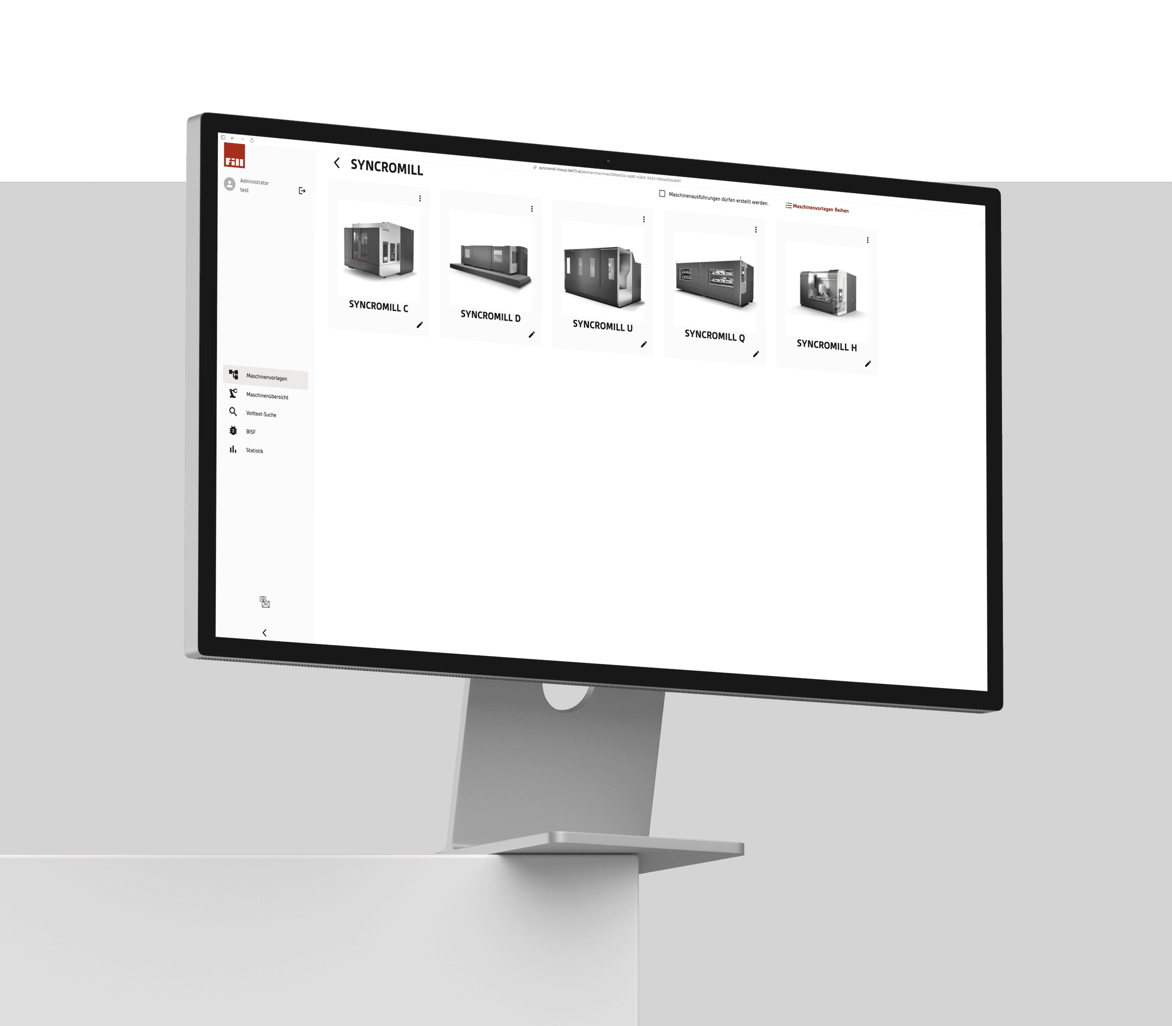 FILL Maschinenbau – Lineup-Konfigurator, 200+ Spezialmaschinen für Automobil, Luftfahrt und Bau. Seit über vier Jahren on-premise in Produktion.