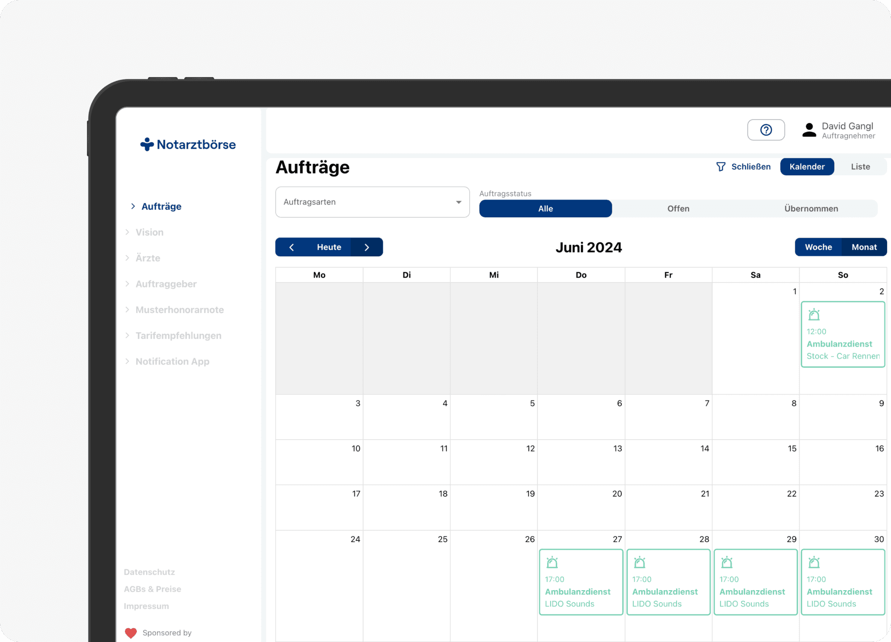 Notarztbörse – Auftragsvermittlung